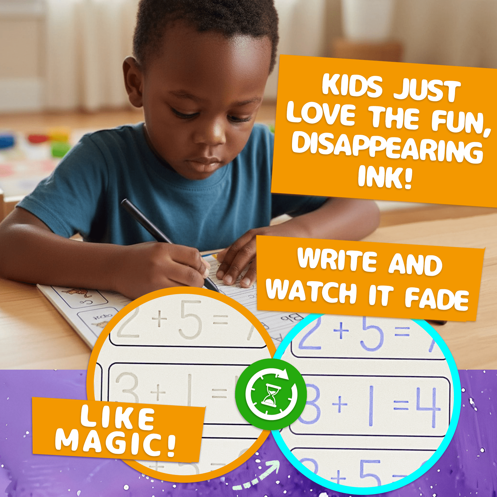 Magic Grooved Writing Practice, Large Grooved Handwriting Books Practice for Kids , Preschool Learning Activities, Tracing Books for Kids Ages 3-8, Preschool Workbook, Reusable Write Number Letter