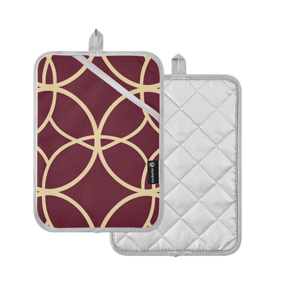 Yayeee Pot Holders Kitchen Heat Resistant with Pocket 7"x9.8" Cotton Oven Cooking Hot Pads, Red Circles