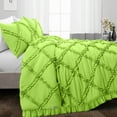 thumbnail image 2 of SGI Bedding 3 Piece Cotton Diamond Ruffle Duvet Cover Parrot Green Solid 600TC Queen, 2 of 8