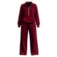thumbnail image 5 of Hoodie Womens Dqueduo Women's Fall Winter Lapel Long Sleeve Patch Pocket Hoodie And Wide Leg Pants Suit, Sizes S-XXL, 5 of 8