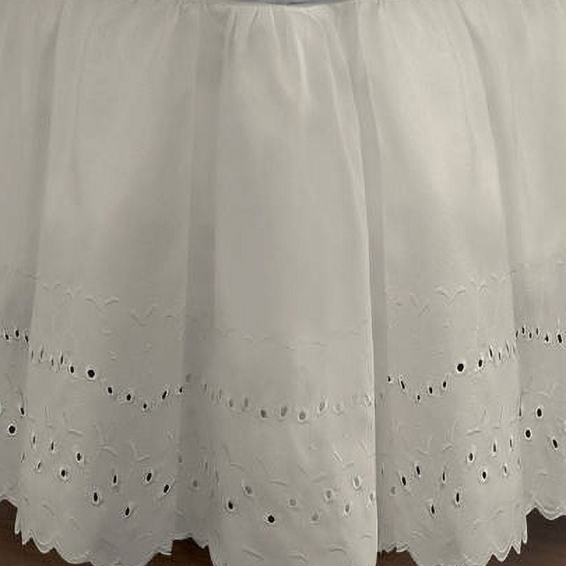 Fresh Ideas Ruffled Eyelet 14" Bed Skirt, Queen, Ivory