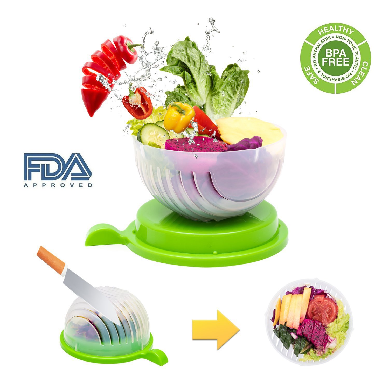 APPIE Salad Cutter Bowl 60 Seconds Salad Maker Fruit Vegetable Bowl Cutter-Fast  Fresh Salad Slicer, Salad Chopper