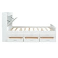 thumbnail image 4 of [Luckynote]Full Size Wooden Bed with Storage Headboard with Outlets, Extendable Bed with Twin Size Trundle with Three Storage Drawers,White, 4 of 15