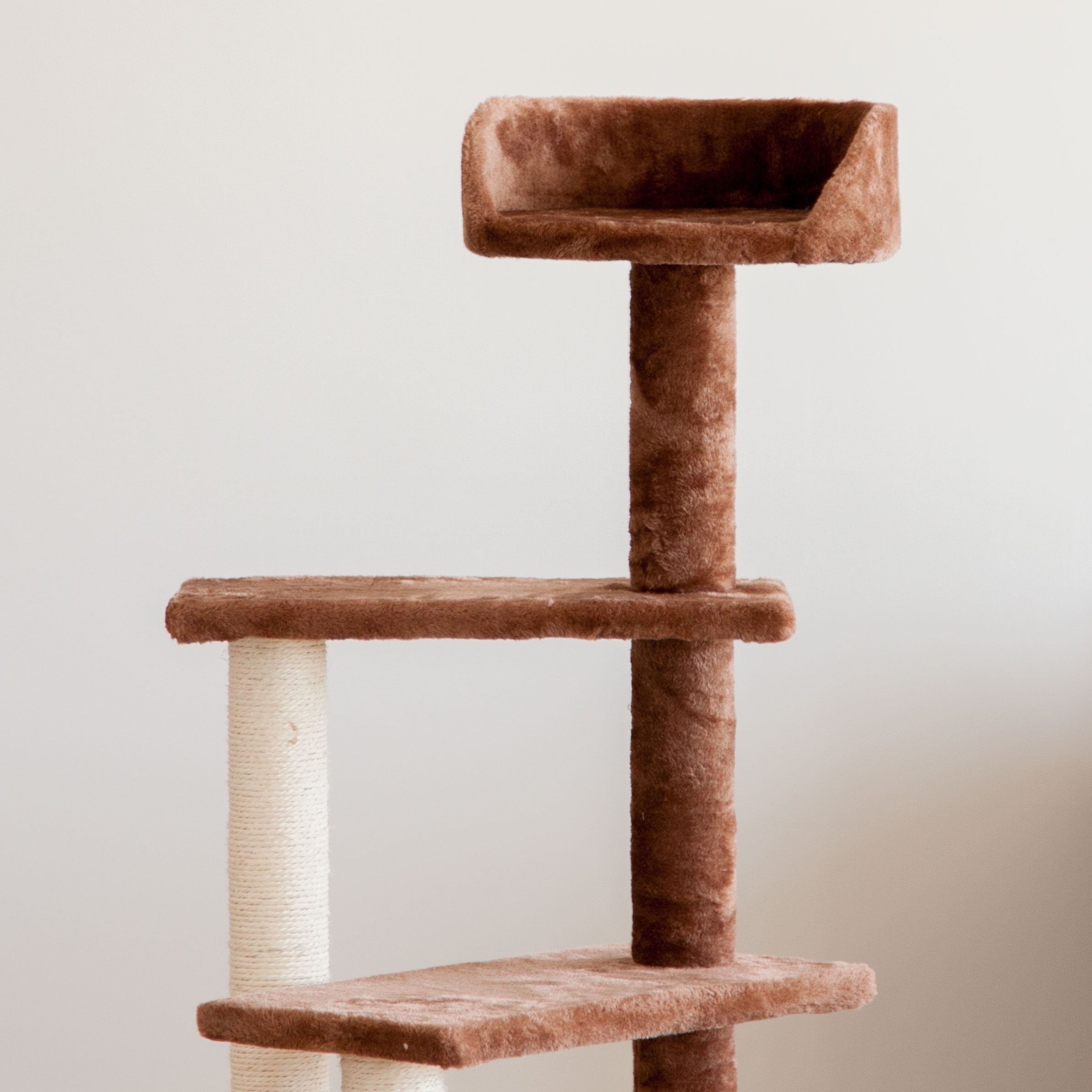 IRIS Four Tier Plush Cat Tree, Brown/Beige