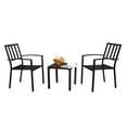 thumbnail image 5 of BTMWAY 3 Piece Patio Set, Outdoor Metal Bistro Set, Backrest Vertical Grid Wrought Iron Dining Table and Chairs Set, All-Weather Patio Furniture Conversation Set for Lawn Deck Porch Balcony, Black, 5 of 17