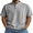 Gray, variant on Men's Relaxed Fit Henley Polo Shirt, Short Sleeve Band Collar Top with Contrast Topstitching, Casual Curved Hem Shirt for Men, Sizes S-5XL