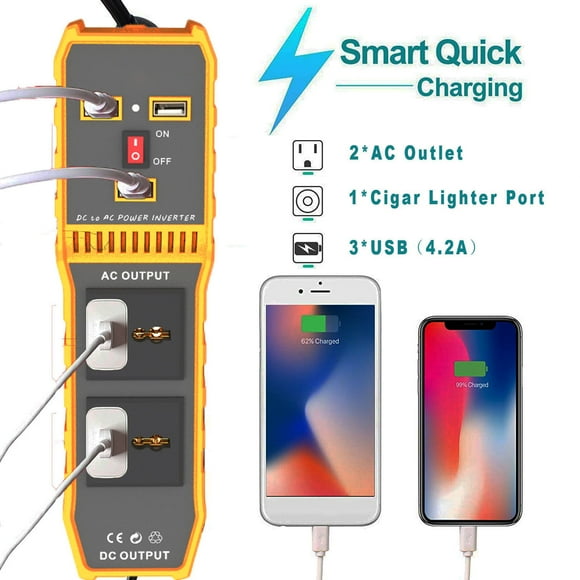 Inversor de corriente para coche,Inversor de corriente para coche DC12V Adaptador de enchufe para coche Inversor de corriente para coche con acabado de lujo