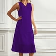 thumbnail image 6 of safuny Women's Tea Length A Line Dress Solid Color Comfy Casual Relaxed Clearance Retro Boho Beach Sleeveless Summer Sundress Fashion V Neck Purple, 6 of 6