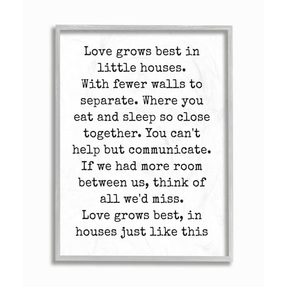 The Stupell Home Decor Love Grows Best in Little Houses Gray Framed Texturized Art
