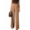 thumbnail image 2 of Women High Waist Floor-Length Straight Wide Leg Commute Suit Trousers Business Casual with Pockets Khaki XXL, 2 of 8