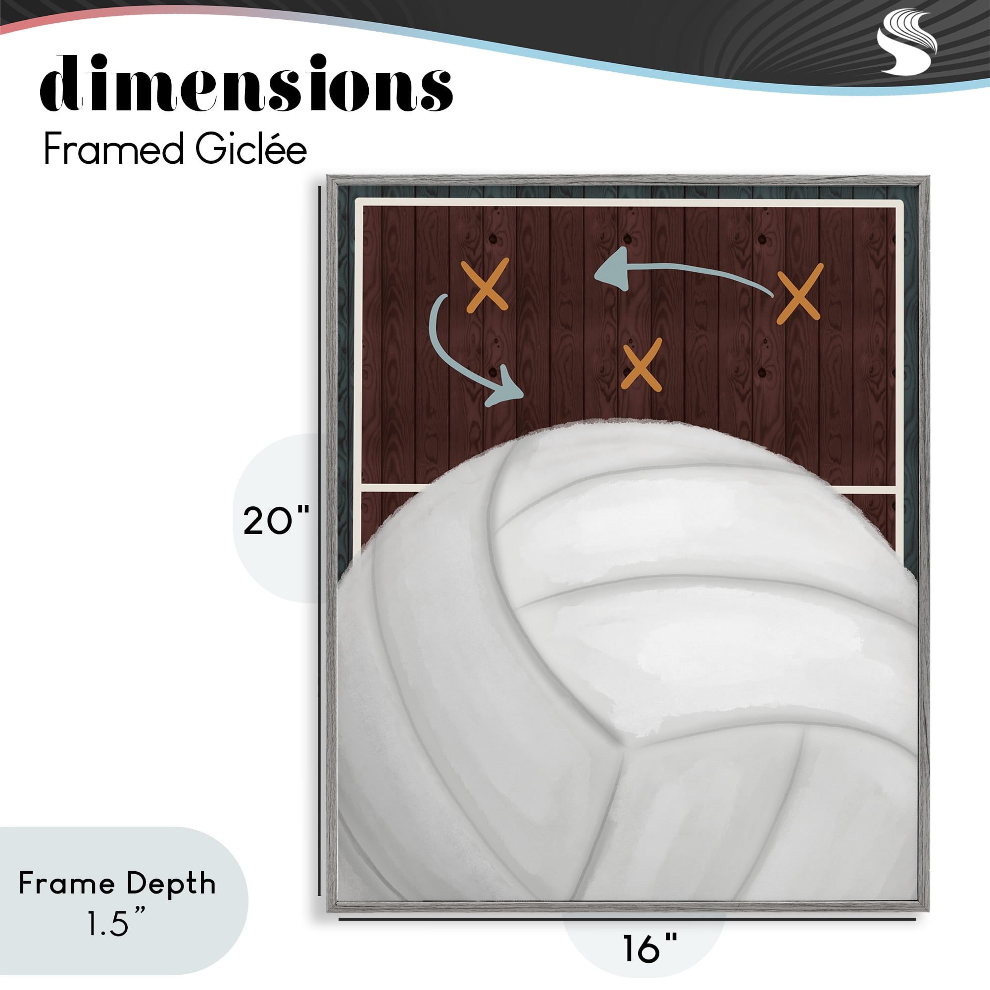 Stupell Industries Volleyball Court Tactics Gray Framed Giclee Art, design by Jennifer Stith
