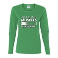 thumbnail image 2 of Wild Bobby Installing Muscles Please Waitâ€¦ Gym/Workout Women Graphic Long Sleeve Tee, Kelly, XX-Large, 2 of 5