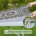 thumbnail image 6 of Gray Floral Mandala and Leaf Pattern Square Fitted Tablecloth with Elastic Edge,Square Table Cover,Washable Elastic Table Cover for Home Kitchen Party Decor 36"x36", 6 of 6