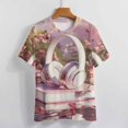 thumbnail image 3 of Butterfly Dancing Womens Tops Women's Fashion Casual Short Sleeve Flower Print Round Neck Pullover Top Blouse, 3 of 6