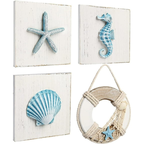Door Wall Decor Plaques Bar Pub Poster Home Décor 3D Seashell Starfish Seahorse