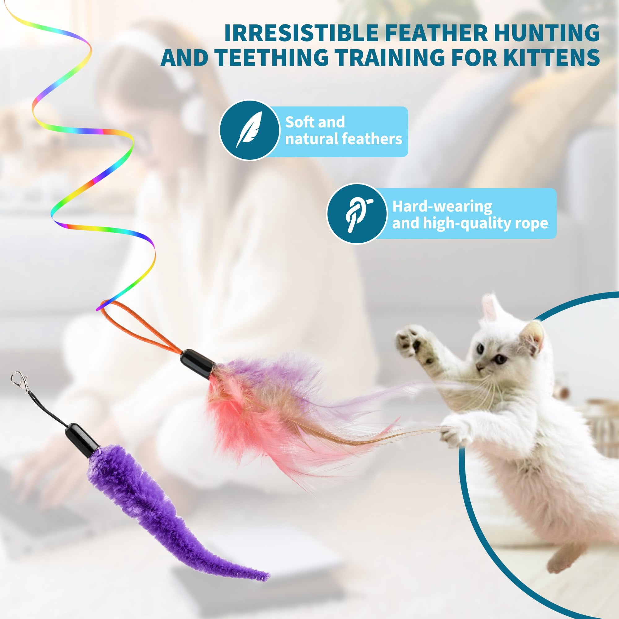 Interactive Cat Toys For Indoor Cats  Automatic Electric Door Hanging With 3 Interchangeable Accessories (feather Mouse Womm Toy) Motion Activated Usb Rechargeable Enrichment Bored