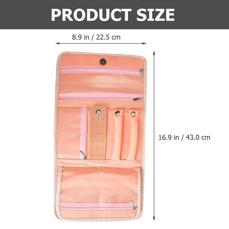Travel Foldable Jewelry Roll Bag Storage Pouch Clear Pockets