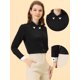 thumbnail image 2 of INSPIRE CHIC Camisa Casual De Negocios De Oficina De Manga Larga Con Botones Y Cuello De Punto Para Mujer Negro S, 2 of 4