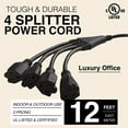 thumbnail image 4 of Luxury Office 4 Way Outlet Splitter 3 Prong Split Extension Cord For Home Office 12ft 1 Piece, 4 of 7