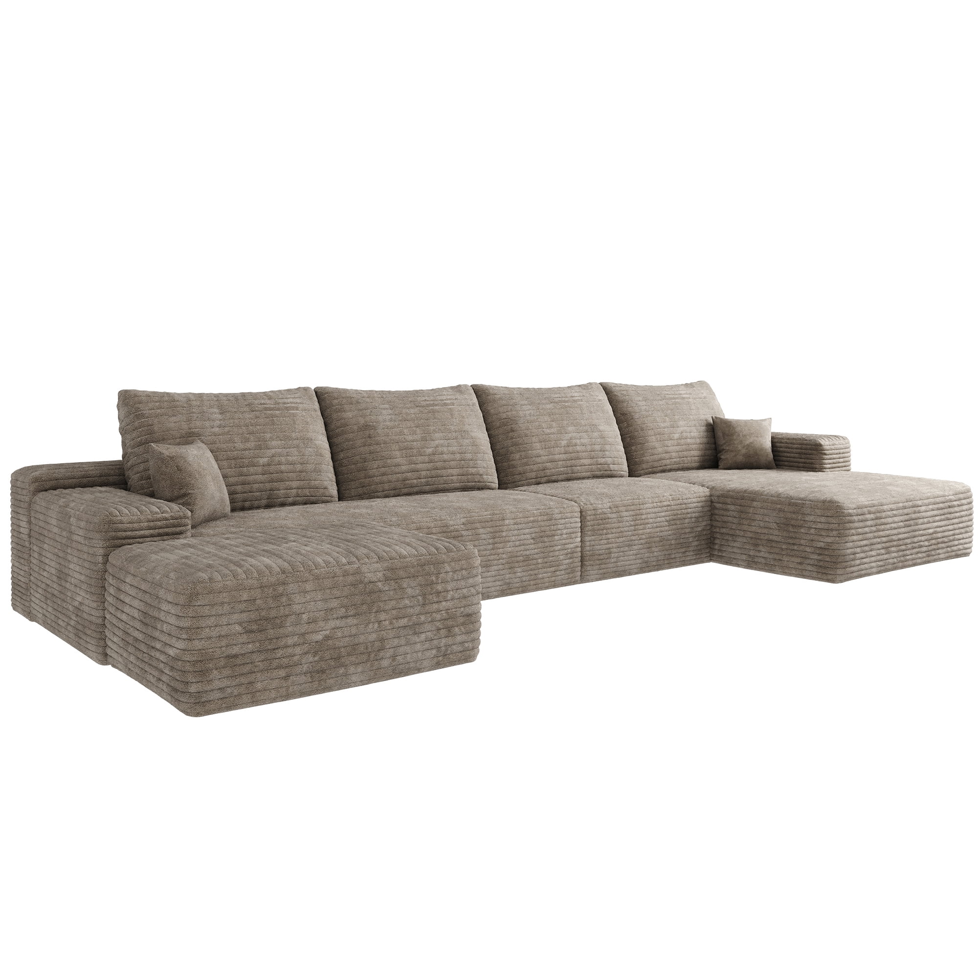 MAYEERTY 135" Cloud Sectional Sofa Couch Boneless Compressed Memory Comprimido Foam No Assembly Required
