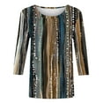 thumbnail image 4 of BangWanChi 3/4 Length Sleeve Womens Tops Women's Fashion Printed T-shirt 3/4 Sleeves Blouse Round Neck Casual Tops, 4 of 5