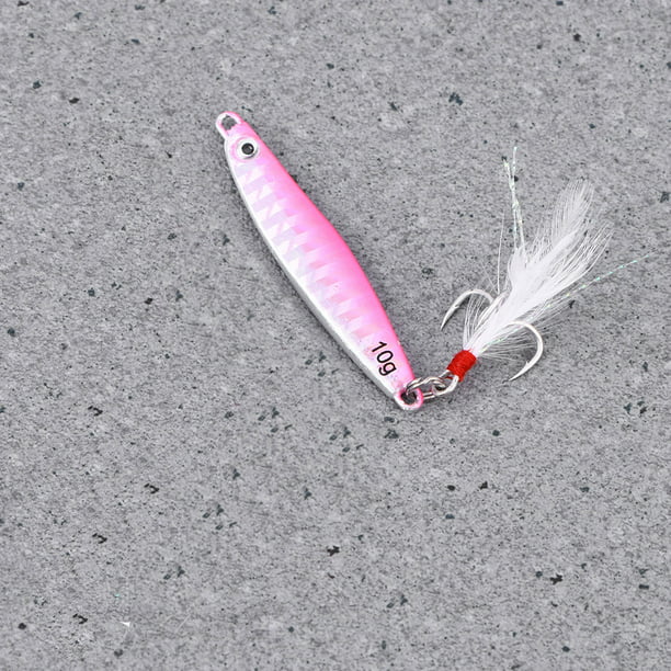 Homemaxs 2pcs Fishing Lures Metal Fishing Baits Sets Artificial Hard Bait Treble Hooks Spanish Mackerel (Pink) Pink