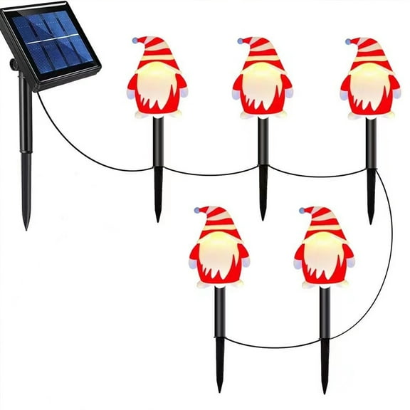 Beautynvta 6 Pcs Solar Christmas Garden Stake Lights, Outdoor Waterproof Solar Christmas Gnome Stake Pathway Lights for Yard Garden Patio Lawn Decor