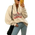 thumbnail image 2 of Liacowi Women Juniors Christmas Sweatshirts Quarter Zipper Long Sleeve Pullover Casual Loose Tops for Teen Girls, 2 of 4