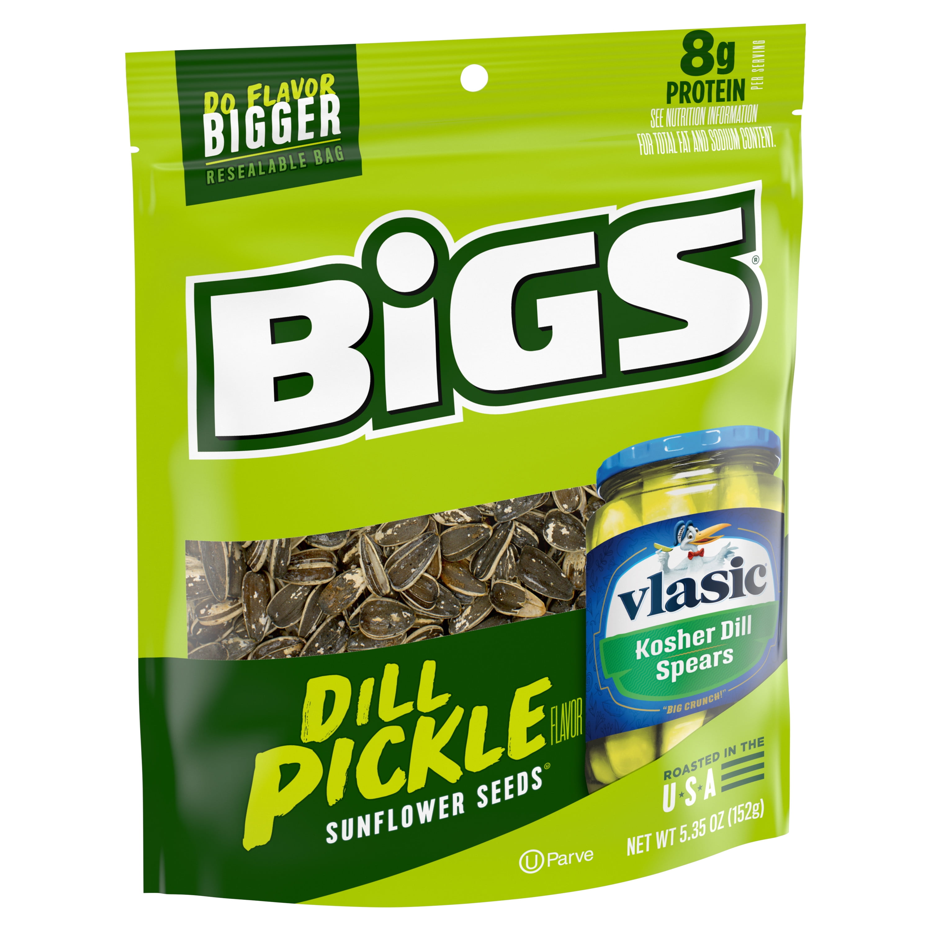 BIGS Vlasic Dill Pickle Sunflower Seeds, 5.35-Ounce Bags (Pack of 6)