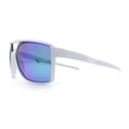 thumbnail image 5 of Mens Wrap Arm Oversized Sport Rectangle Mirror Lens Plastic Sunglasses White - Teal Mirror, 5 of 7
