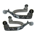 thumbnail image 4 of Xinxinyy 2x Éperons de Cheval Anti-Rouille Accessoires d'Équipement Style Occidental Équestre pour Équipement de Compétition Noir Argent, 4 of 8