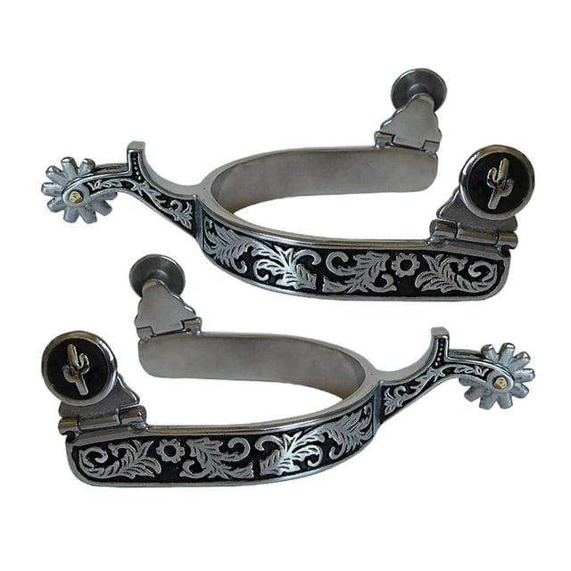 pitrice 2x Horse Spurs Anti Rust Western Style Spur Anti rust for Competition Equipments Black Silver
