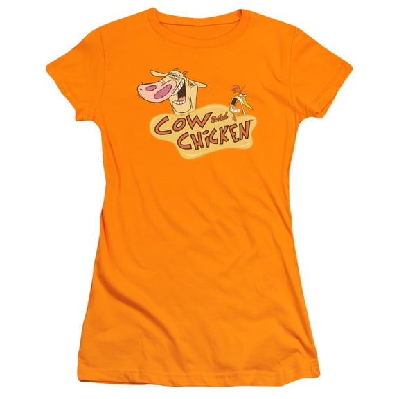 Cow & Chicken Logo S/S Junior Women's T-Shirt Sheer Orange
