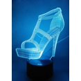 thumbnail image 1 of Lámpara de ilusión LED de luz nocturna 3d de tacón alto, Loveboat 7 luces que cambian de color con base acrílica plana y Abs y cargador USB como decoración del hogar Feliz Sencillez, 1 of 5
