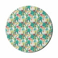 thumbnail image 1 of Tropical Mouse Pad for Computers, Soft Pastel Colored Hand-drawn Effect Colorful Flowers and Pointy Green Leaves, Round Non-Slip Thick Rubber Modern Mousepad, 8" Round, Multicolor, by Ambesonne, 1 of 2