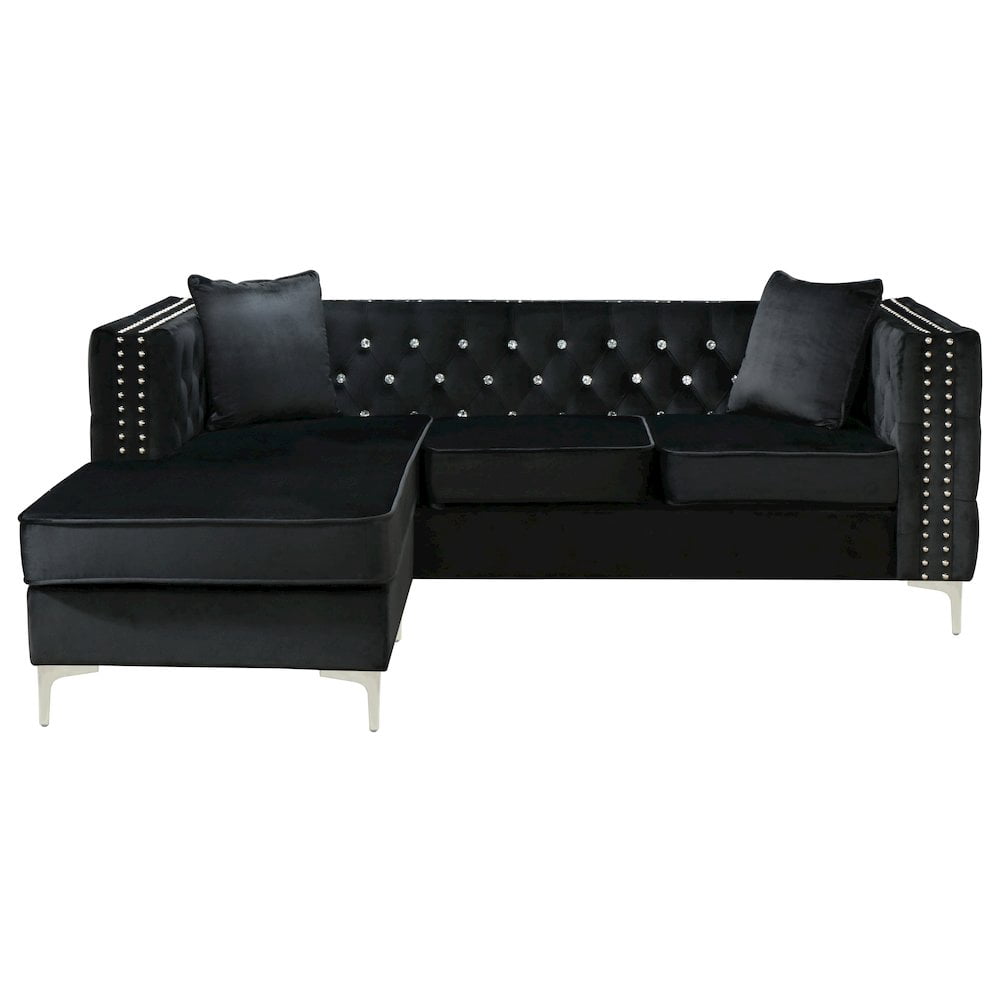 Glory Furniture Paige Sofa Chaise in Black Color