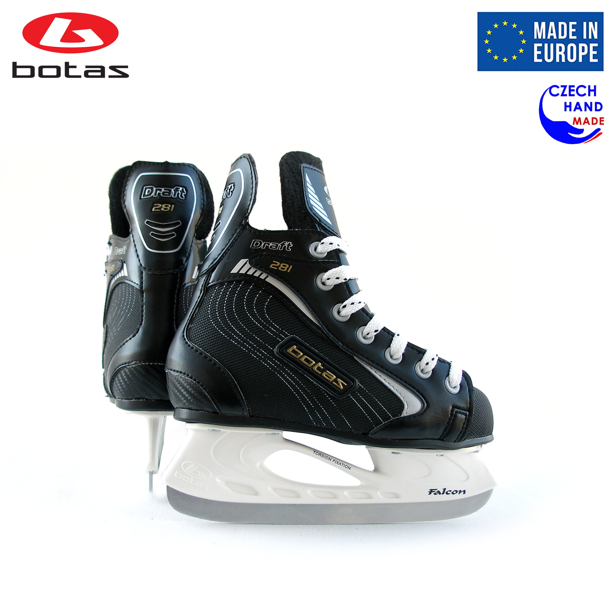 BOTAS - DRAFT 281 - Men's Ice Hockey Skates | Made in Europe (Czech  Republic) | Color: Black, Size Adult 7.5