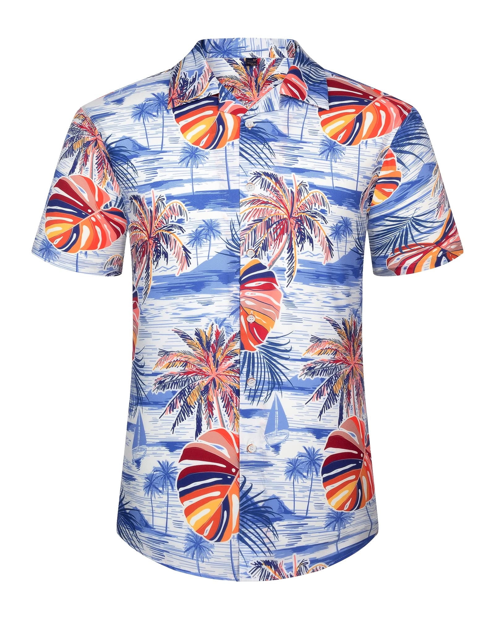 Siliteelon Short Sleeve Tropical Hawaiian Shirt for Men Summer Button ...