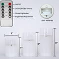 thumbnail image 2 of Clear Glass Flameless Candles Battery Operated with Timer, Remote Control, LED Pillar Candles Battery Powered, D3 H4 5" 6", Set of, 2 of 7