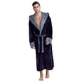 thumbnail image 5 of TOWELNROBE - Men’s Hooded Shower Robe - Polyester Full-Length Warm Kimono - Luxury & Comfort(BLK-Small-Medium), 5 of 6