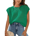 thumbnail image 2 of Top de Crochet con Cuello Redondo y Corta para Mujer, Verde, Talla XL, 2 of 8