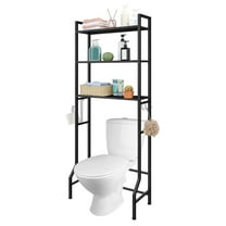 3-Tier Black Wooden Toilet Shelf Organizer Toilet Storage Shelf