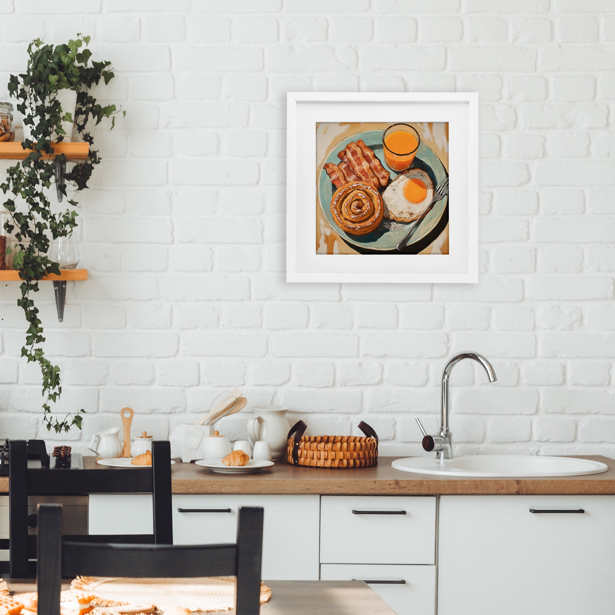 Stupell Industries Cinnamon Roll Breakfast White Framed Print Under Glass, design by Tina LeCour