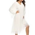 thumbnail image 2 of Defitshape Women's Cotton Nightgown Cozy Soft Overlay Flowy Billowy Sleep Shirt Old Fashioned Long Sleeve Scalloped V Neck High Waist Long Pj Lounge Pajama Dress Sleepwear White Large, 2 of 5