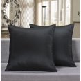 thumbnail image 2 of Aiking Home 24x24 Inches Faux Silk Square European Shams, Zipper Closure, Black (Set of 2), 2 of 4