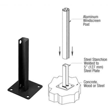 Crl 90 Degree Corner - CRL Matte Black AWS Steel Stanchion for 90 Degree Rectangular Corner Posts PSB3ABL