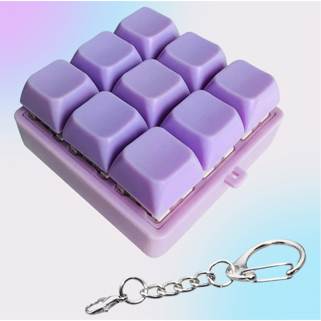 Livvly Keyboard Fidget Toy, Keyboard Keychain 9-in-1 Keyboard Decompression Button Finger Clicker Toys Stress Relief Fidget Gifts