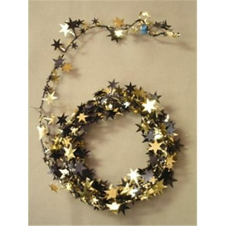 Gold Star Garland - Party Deco 04529 12 ft. Black and Gold Stars Wire Garland - Pack of 12