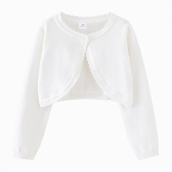 newwalpole Kids Girls Cardigan Long Sleeve Button Toddler Cardigan Knit Sweater (White, 9-10 Years)