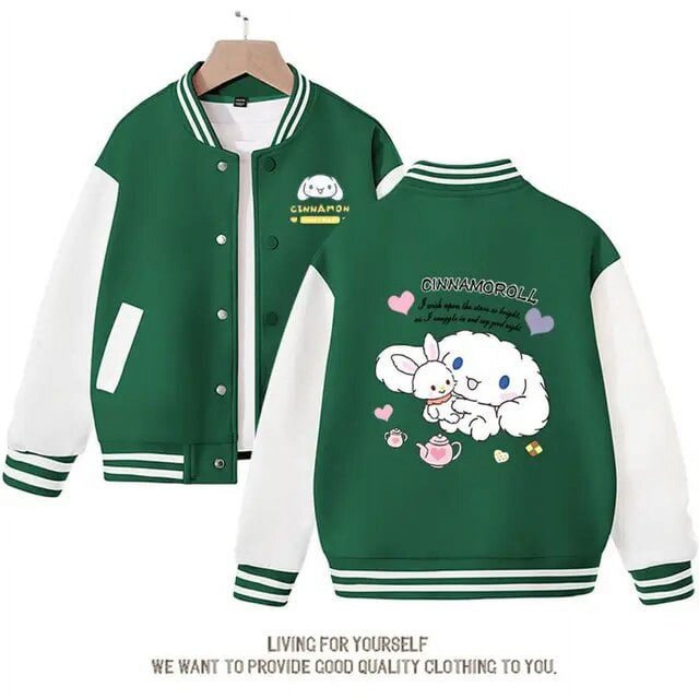 Sanrio Cinnamoroll Jacket Hello Kitty Kuromi Overcoat Woman Jacket Autumn Spring Kids Loose Sports Baseball Uniform Clothes Gift